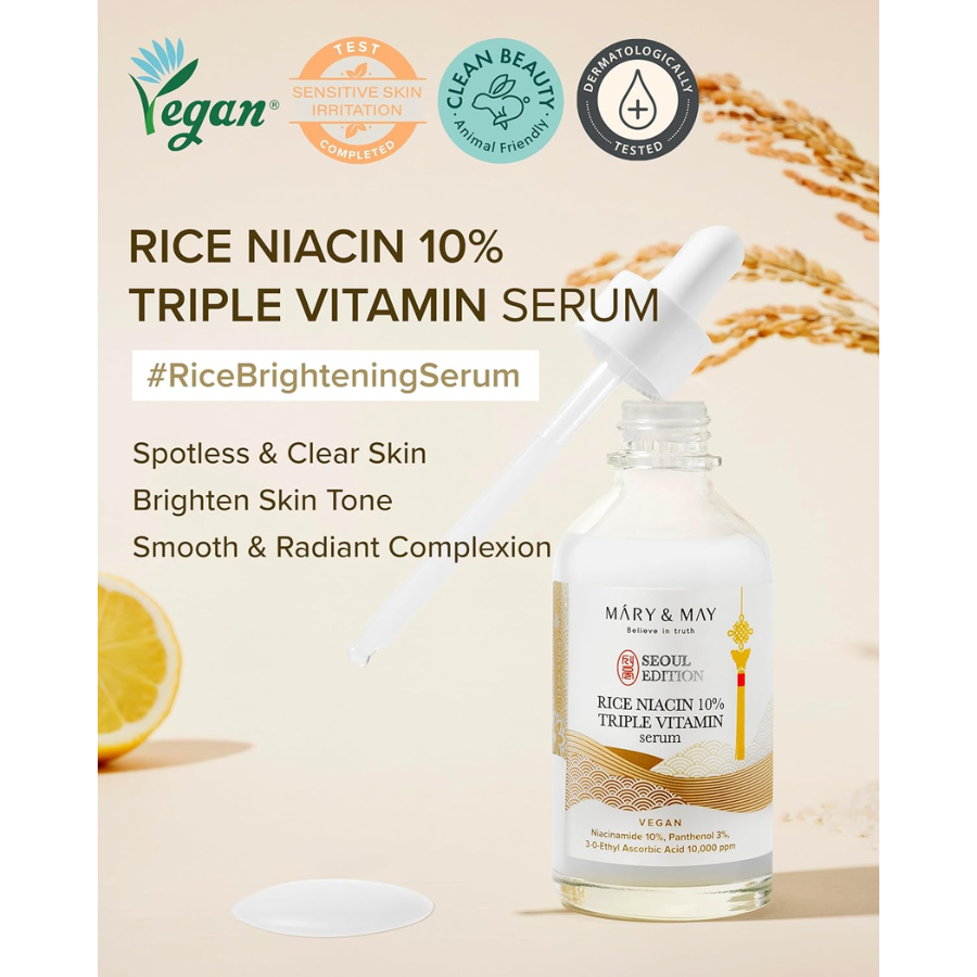 [MARY & MAY] Rice niacin 10% Triple Vitamin Serum 80ml Seoul Edition